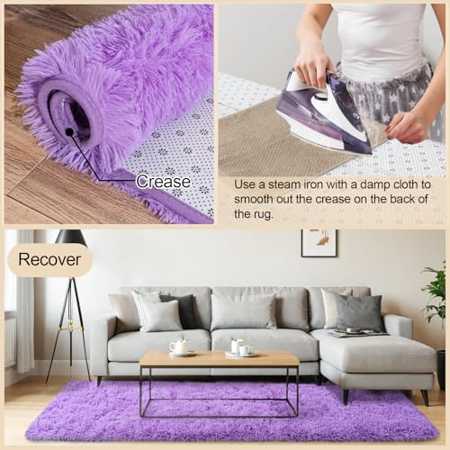 Area Rugs 9x12 Living Room, Large Fluffy Area Rugs for Bedroom, Soft Carpet Shag Kids Room Rug, Non-Slip Fuzzy Rugs Indoor (Purple, 9ft x 12ft)