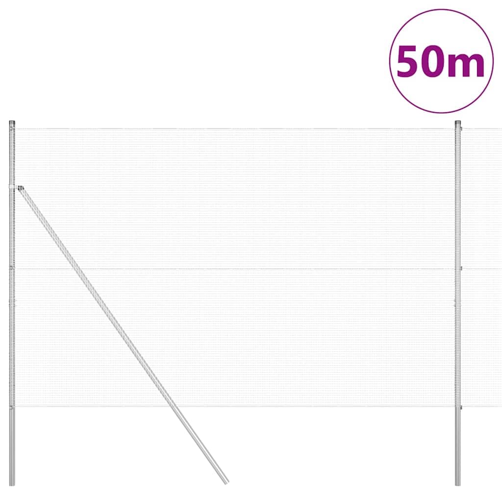 Valla de acero resistente a los rayos UV, resistente a la intemperie, 1,5 x 50 m, para jardín, terraza, color plateado