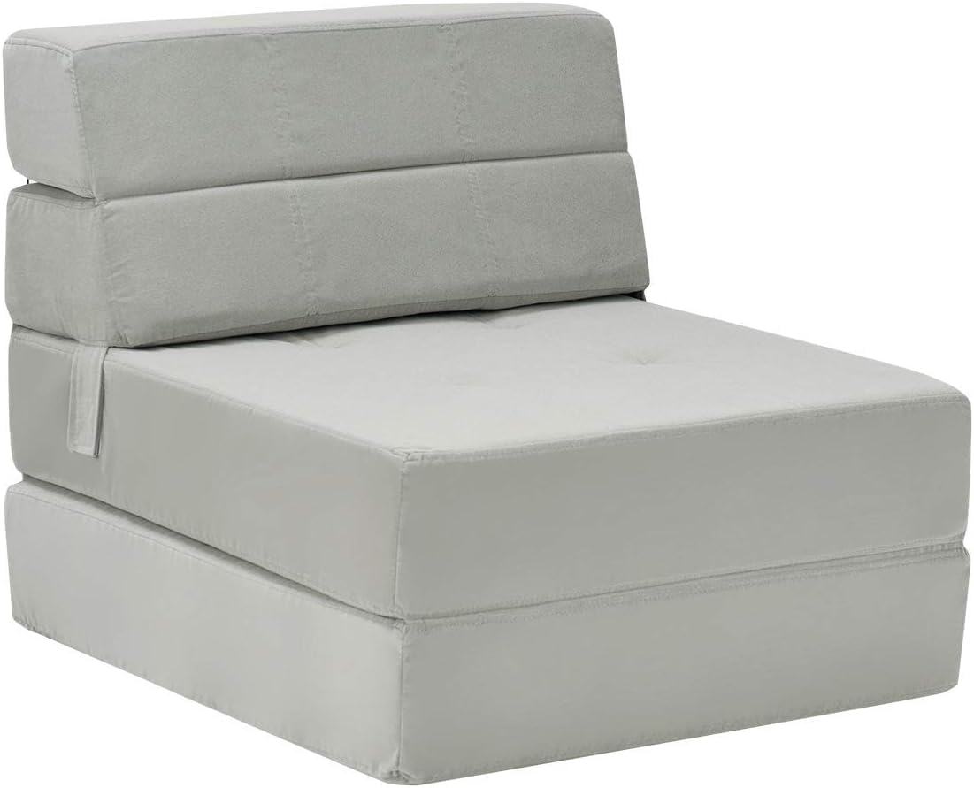 Giantex Convertible Sofa Bed, Floor Couch Sleeper, Folding Futon Guest Bed, Modern Chaise Lounge Upholstered Padded Cushion, Large Accent Chair Living Room Bedroom Gray