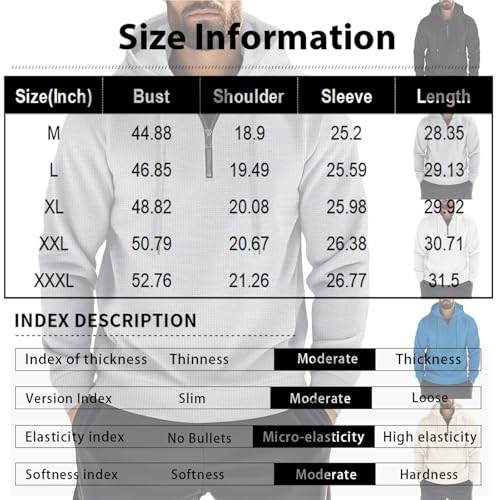 Mens Quarter Zip Hoodie Plain Hoodie Heavyweight 1/4 Zip Pullover Hooded Sweatshirt Drawstring Fall Winter Sweater3