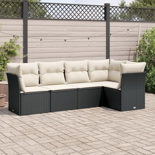 QJBSAVVA 5-TLG Gartenlounge Schwarz 234x124x69 cm Sitzgruppe Outdoor...