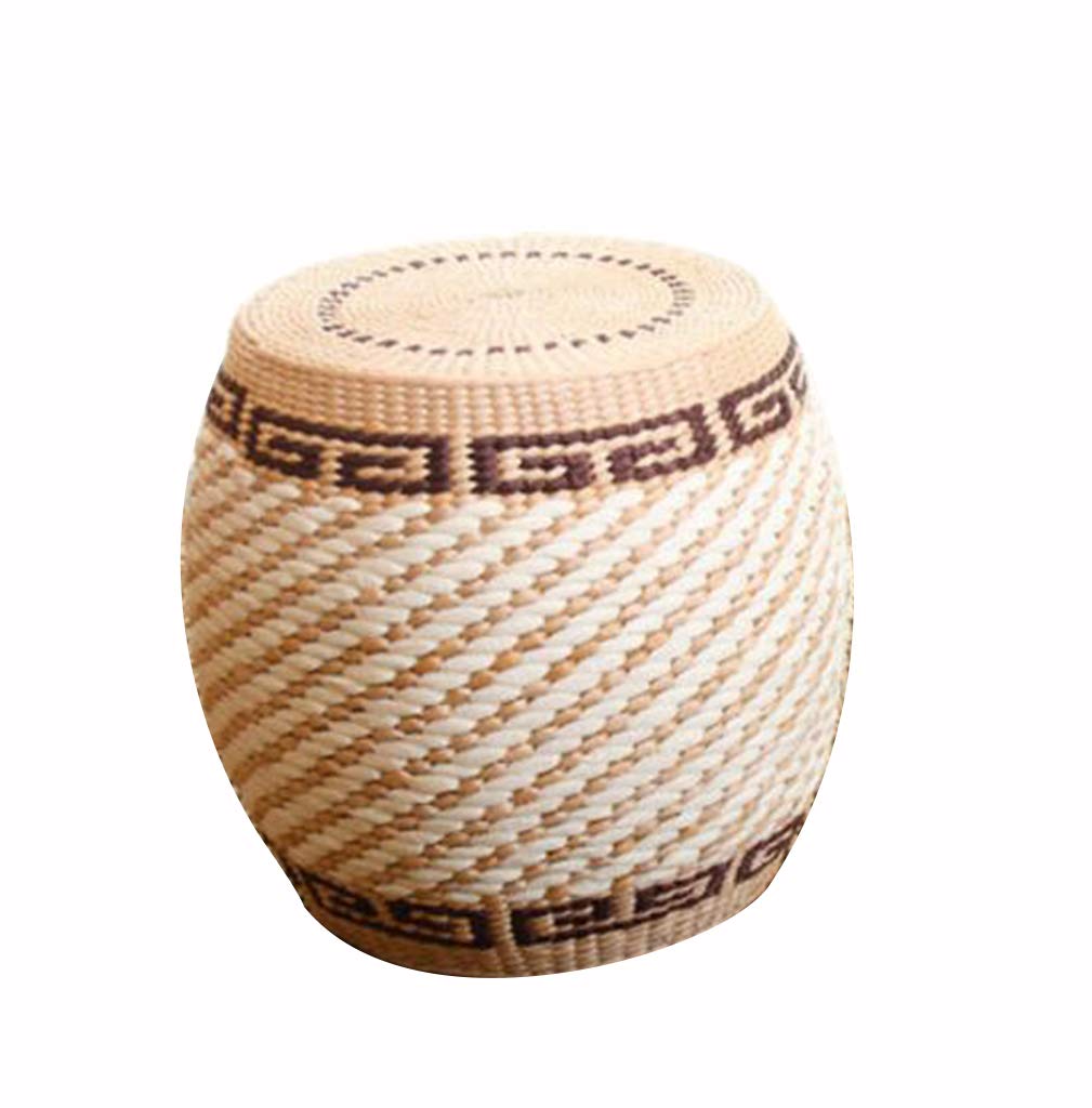 MQDTYM Straw Bench, Seat Stool Solid Wood Frame Sitting Stool Stool Low Stool Chinese Style Simple Rural Bar Stool Round Pier Cylindrical Stool Outside Drum Stool (Size : A)