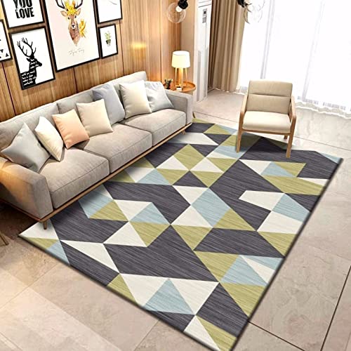 Tapis de chambre épais lavable 200x290 dense anti-perte géométrique moderne