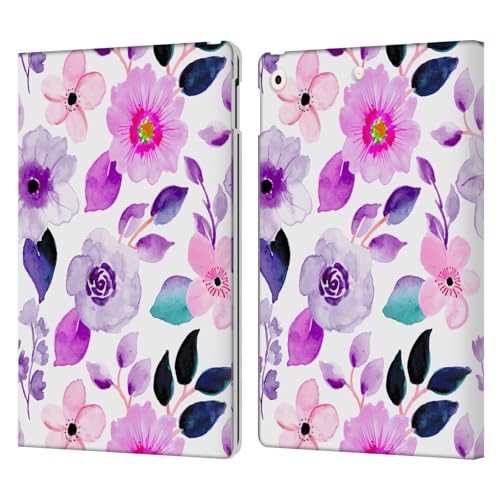 Housse iPad 10.2 Haroulita avec support ajustable et fentes pour cartes motif lavande