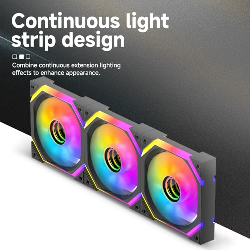 Image of Galaxy SE 120mm ARGB Computer Case Fans,Infinity Mirror RGB Light Effect 5V 3PIN Motherboard Light Sync 800~1600RPM PWM PC Fan Suitable for Computer Case(Triple Pack Black Reverse)