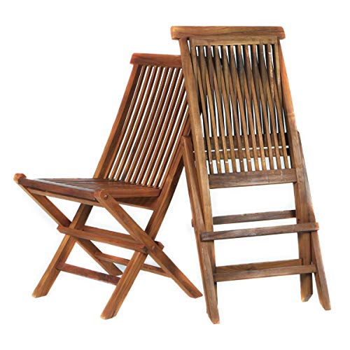 All Things Cedar TE90-22 Teak 9-Piece Extension Patio - Table & 8 Folding Chairs Dining Set For Outdoor & Indoor Events thumb #3