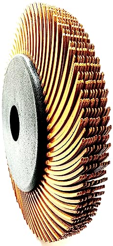 Image of Radial Bristle Brush, 6 in x 1 /2 in x 1 in, 80 Grit (Yellow) Type C Curved Bristles, 1 Pack