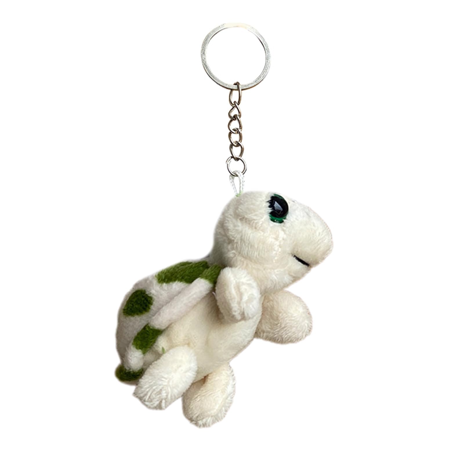 Leeinto Women's White Cartoon Plush Turtle Charm Keychains Sweet Cute Pendant Car Keyring Backpack Decoration Fashion Jewelry For Girls