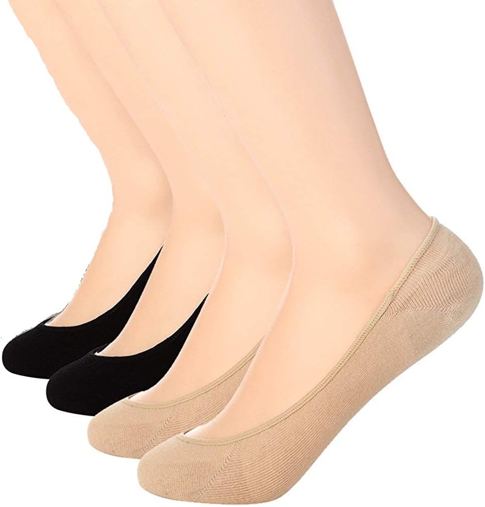 Women's No-Show Cotton Socks (Pack of 2) (PL-NOSHOWSOCKS-BL/BG_Multicolour)