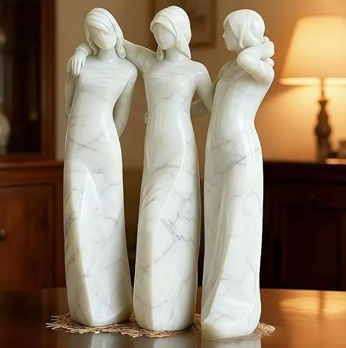 Sisters by My Side, Celebrates Sister Friendships Sculpture,Sea Glass Style Resin Friendship Sculpture,Memorial Ornament Gift for Women (White -3 Sisters)