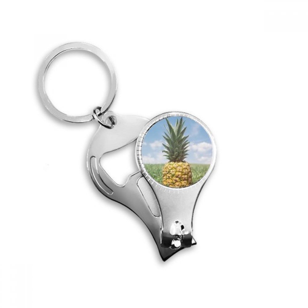 Fresh Tropical Fruit Pineapple Picture Nail Nipper Ring Key Chain Bottle Opener Clipper
