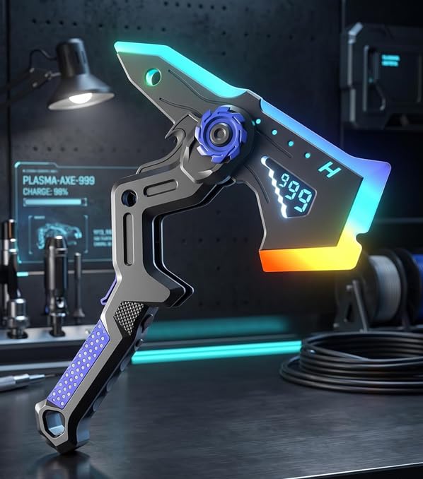 Finalize Dual Axe Blade with Mist Spray-One Button Switching, with 7Color Change LED Light-up Blades, Battle Axe Transforming Science Fiction Toy with Vibration Sound Effect Gift Toy- (New Dual Axe)