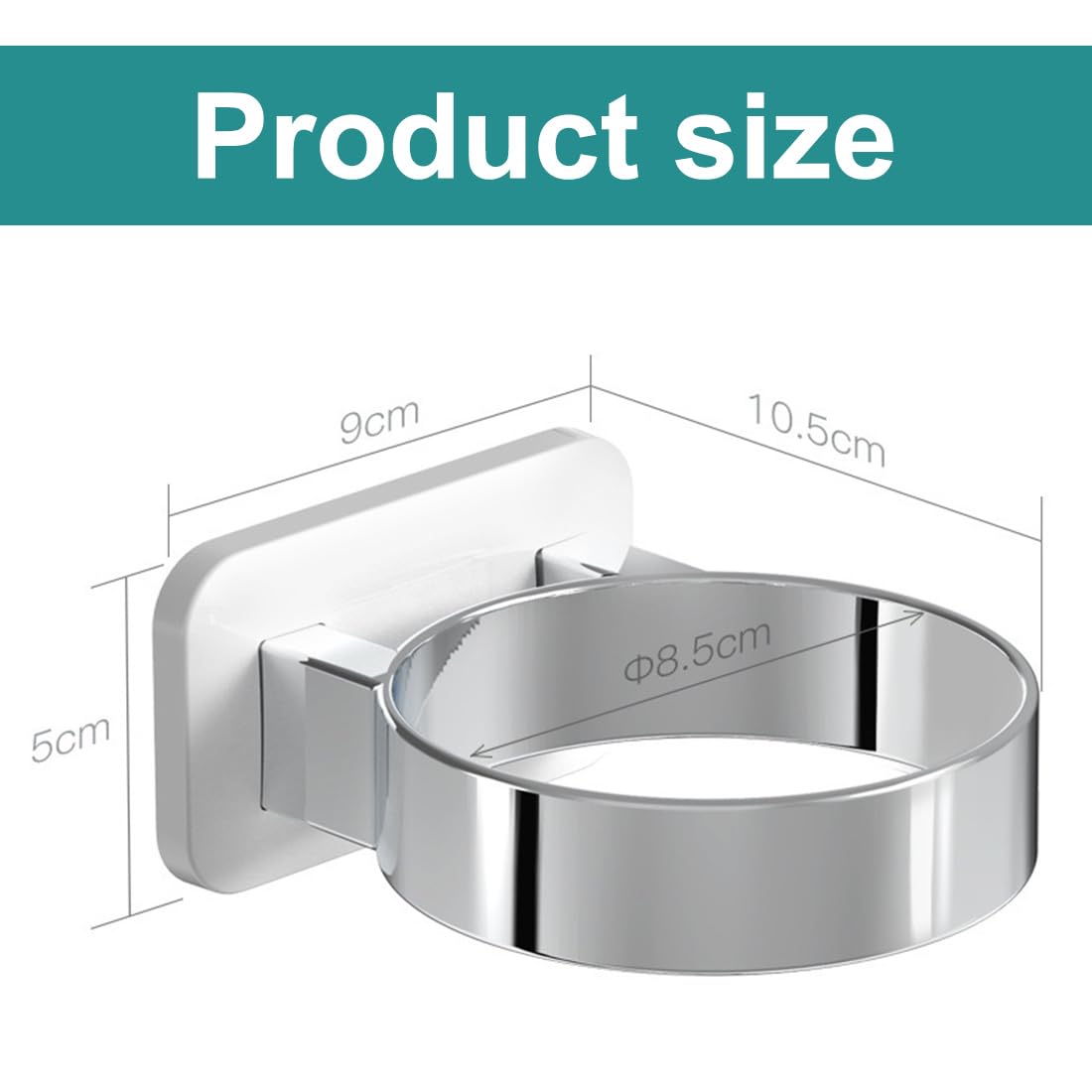 Soporte De Pared Para Secador De Pelo Sin Taladrar, Acero Inoxidable, Adhesivo