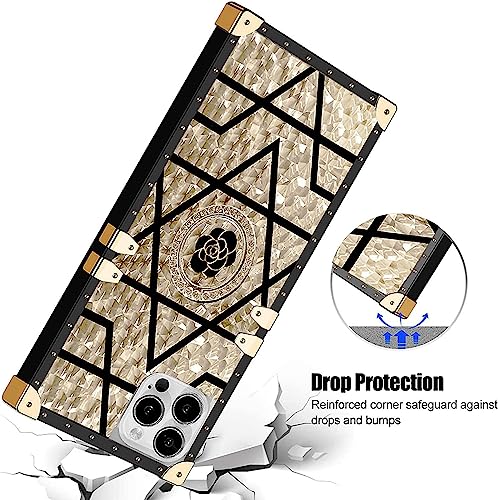 Coque iPhone 14 Pro Max antichoc carrée métal support béquille