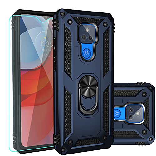 SKTGSLAMY Moto G Play Case,Motorola G Play 2021 Case,with Screen Protector,[Military Grade] 16ft. Drop Tested Cover with Magnetic Kickstand Car Mount Protective Case for Motorola Moto G Play, Blue