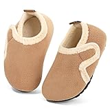 [LACOFIA] ルームシューズ キッズ 大人 親子 ペア 室内用 ベビー 子供用 もこもこ ボア 防寒 冬 暖かい 洗える軽量 誕生日 クリスマス 無地（ブラウン、12.5-13cm）