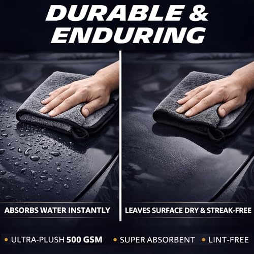Image of Cutting EDGE 500 GSM Car Microfiber Cloth, 75x35 cm, Dark Grey(Set of 2) | Material: Microfiber, 500 GSM, Ideal for Car, Bike, Glass & Dashboard Cleaning, Soft, Lint-Free & Scratch-Free