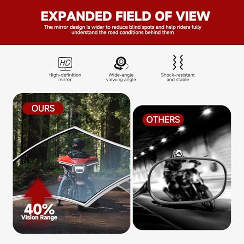 Image of DREAMIZER Motorcycle Mirrors Compatible with Harley- 8MM 10MM Universal Flame Mirror for V Rod Night Softail Rod Breakout Sportster 48 883 1200 Street Electra Glide Road Glide, Chrome