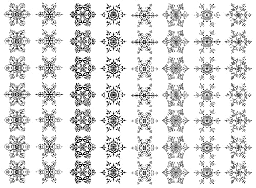 Snowflakes 56 pcs 0.75 Inch Black Fused Glass Decals