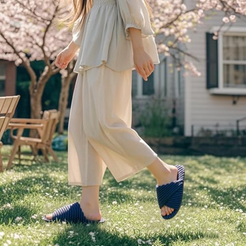 Slippers for Women House Bedroom Corduroy Crossbands Slide Indoor Outdoor Shoes2