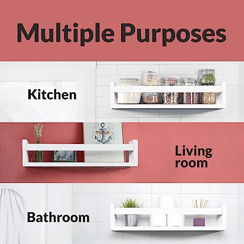 NATURE SUPPLIES Set of 3, White Floating Nursery Book Shelves, 23.1\" Solid Wood Floating Bookshelves, Wall Book shelf for Kids Rooms Decor, Toys & Playroom Furniture, Kids Bookshelf, Nursery Bookshelf - Thumbnail 5