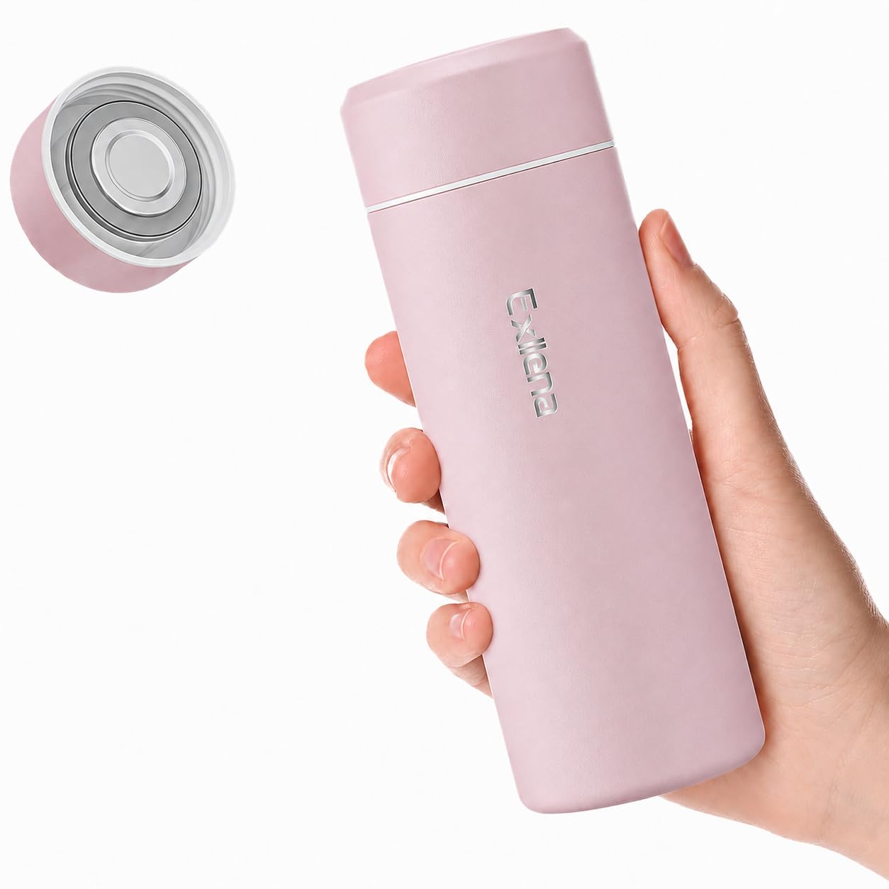 【Upgraded】 Exllena Small Water Bottle for Handbag – 300ml Mini Flask for Hot & Cold Drinks, Perfect Small Insulated Water Bottle for Travel, Milk, Coffee...(Pink)