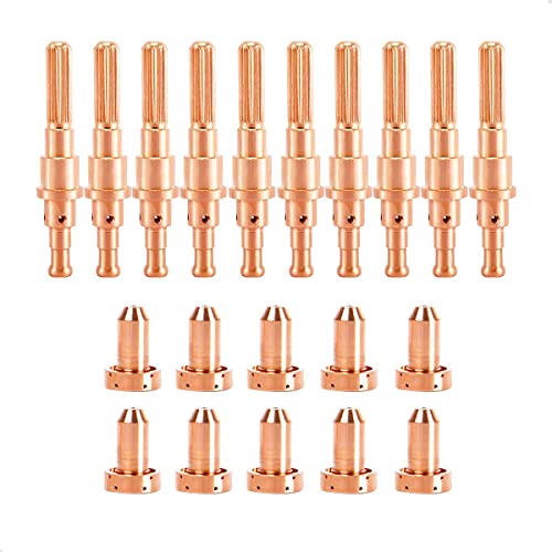 PLAXCON 10pcs 9-8210 Tip & 10pcs 9-8215 Electrode 60A Nozzle for Cutmaster 52 Thermal Dynamics SL60 SL100 Torch Consumables
