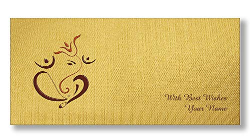 Image of Brown Cloud Customised Exclusive Shagun /Money /Gift Envelope /Cover /Lifafa on Golden Textured Paper for Gift /Festival with Personalized Text Message /Name (SEGOLDTEX BC 03) (Pack of 10)