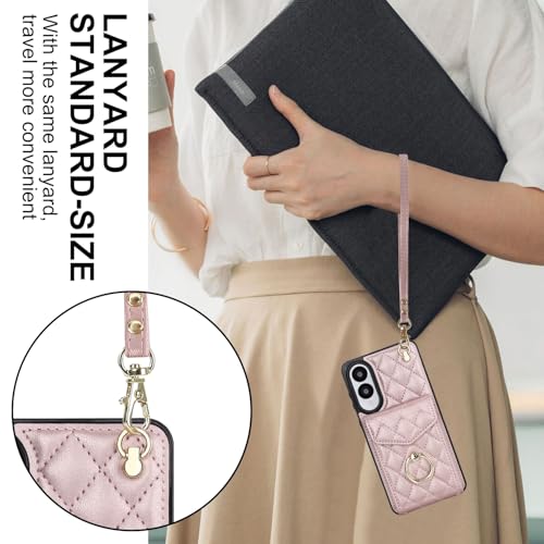 MRRSIWEI for Galaxy S25 FE Wallet Case.Lanyard Rose Gold - image 5