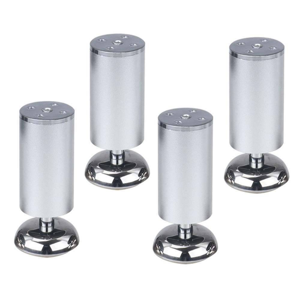 Gambe per Mobili,Gamba per Divano in Alluminio, Tavolo da Tè, Piedini per Mobile TV,Gambe per Tavolo Regolabili,Rotondo,Set di 4 (Oro/Argento),Argento,6cm/2.3in Made in China
