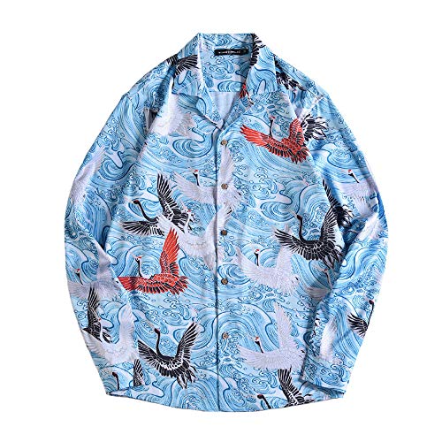 Chemise BaronHong pour couple à manches longues avec imprimé hawaien aloha pour homme et femme