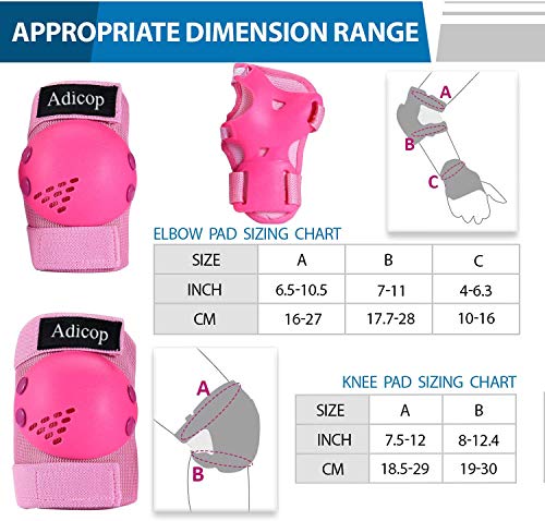 image for Adicop Kids/Youth Knee Pad Elbow Pads Guards for Rollerblading Skatebo