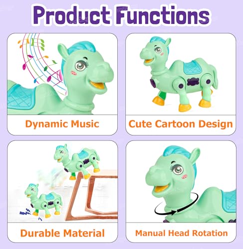 Image of Zest 4 Toyz Musical Toy for Kids | Musical Camel Toy for Kids | Flashing Lights & Sound Toys | Interactive Baby Crawling Toy | Battery Operated Toys | Birthday Gift for Boys and Girls - Green