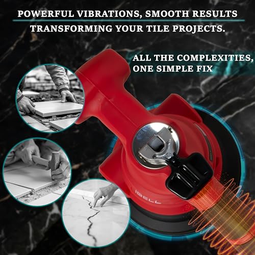 Image of IBELL IBELL CT 20-60 20V, 15000 RPM Cordless Tile Vibrator with 2AH Battery and Charger +BMC BOX, Red, Black