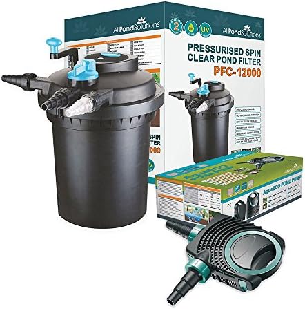AllPondSolutions Pressurised Koi Fish Pond Filter Complete Kit with Pond Pump and UV Steriliser Light All in one - Ponds Up to 3000 litres - PFC-3000-KIT