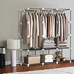 LOKEME Portable Closet, Portable Closets for Hanging Clothes with 3 Hanging Rods and 6 Storage Shelves and 4 Side Pockets, Black Wardrobe Closet Easy to Assemble and Strong and Stable - Image 4