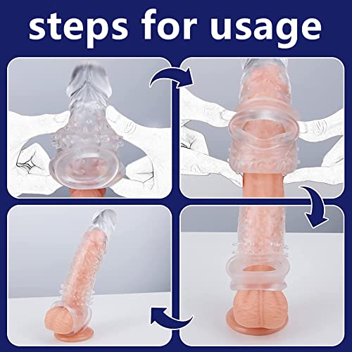 Reusable Sleeve Extender/Condom, Super Thick Realistic Textured Sheath for Men Extension Sheath Clear