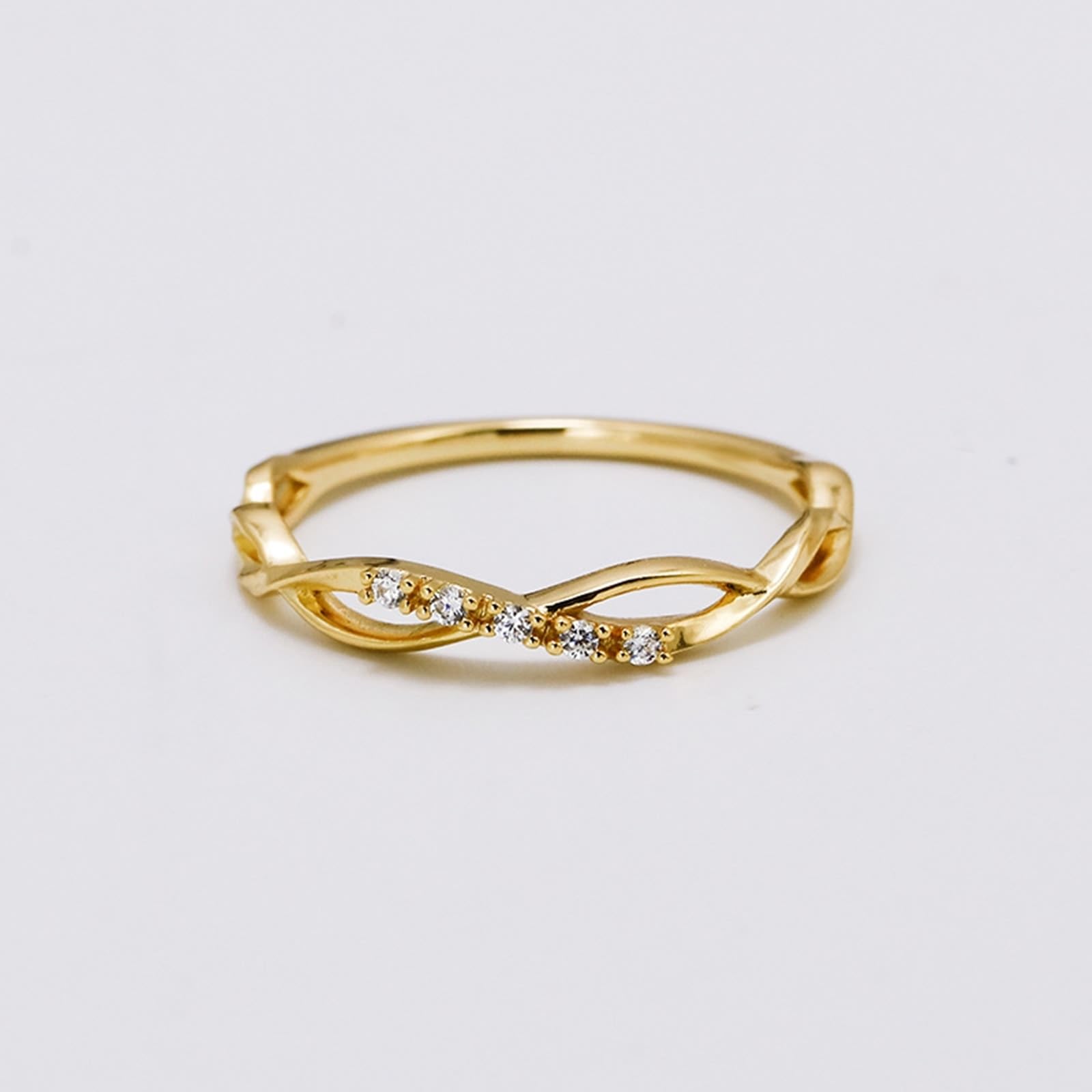 Anillos de amistad de oro amarillo de 9 K/14 K/18 K con diamante, cruz hueca