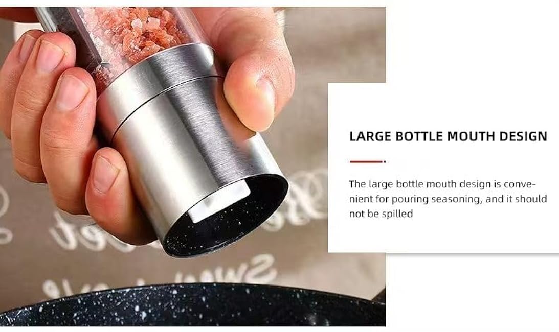 Stainless Steel Manual Dual-Head Grinder - Adjustable for Sea Salt, Peppercorns, and Sichuan Pepper - Perfect for Barbecue Seasoning and Kitchen Use - Sprinkler Bottle Design