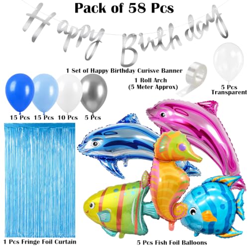 Image of Set of 58 Pcs Under The Sea Birthday Decoration Kit