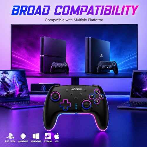 Image of Ant Esports SupernovaLite Wireless Gaming Controller for PC|Android,iPhone,iPad&Smart TV with Bluetooth Connectivity|Turbo Function|Dual Vibration|RGB Lighting||Macro Controlsand 1-Year Warranty-Black