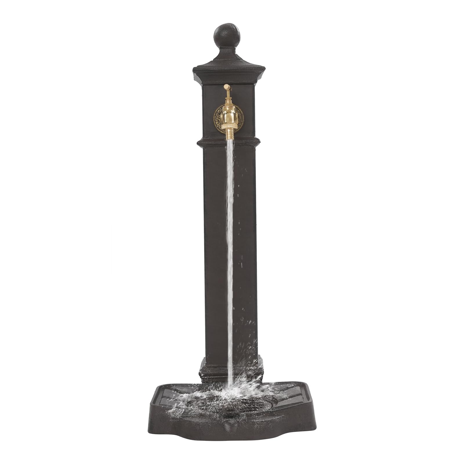 Columna de agua para exteriores, 33 x 29,5 x 74 cm, columna de agua, hierro, antigua, con grifo, columna de jardín