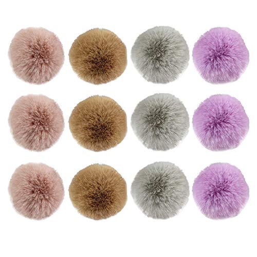 Bola de pompón, bola esponjosa, 12 unidades, colores surtidos, 5 cm, pompón de pelo de conejo sintético con cordón elástico para llavero, zapatos, tejer, sombrero, bolsa, accesorios, Changlesu Cover