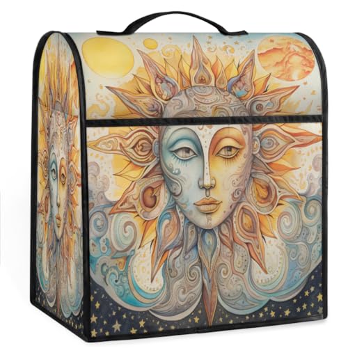 Coffee Maker Cover Ethnic Bohemia Sun Kitchen Appliance Covers Small Appliance Covers Blender Cover Juicer Cover Dust Covers for Kitchen Appliances with Top Handle and Pockets,Washable,C43