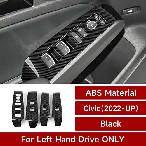 Image of Car Window Lift Control Switch Decals for 2022 2023 2024 2025 2026 Honda Civic 11th Gen Accessories ABS Carbon Fiber Interior Stickers