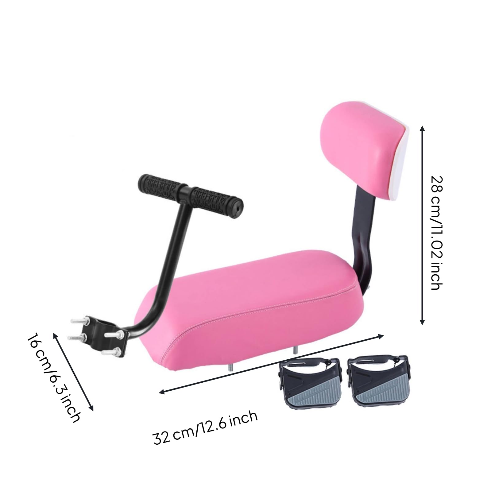 predolo Seggiolino Bici Bambini Sedile Posteriore Cuscino con Schiuma Elastica Schienale Ergonomico Fissaggio Solido al, Rosa, V3 Super Morbido 7cm Con Schienale, Bracciolo E Poggiapiedi Pieghevole