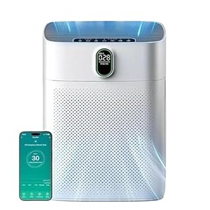 Smart Luftreiniger V1 Pro – Leistungsstarke HEPA-Filterung mit PM2.5-Sensor, App- und Sprachsteuerung für saubere Raumluft(Original Weiß)