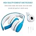Wired Foldable Volume Limited Kids Headphones with Microphone and Music Sharing for Boys Girls Children (Blue)