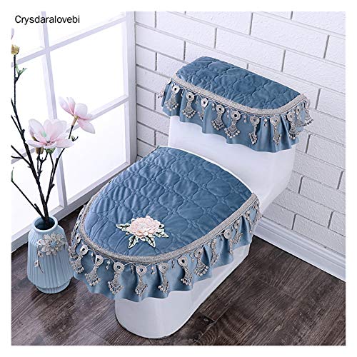 WAYYQX Toile Sitzbezug Pads 3 Stück WC Sitzbezug Matte Farmhouse Stil Spitze U Typ WC Dreiteiliges Set Badezimmer WC… – Bild 5