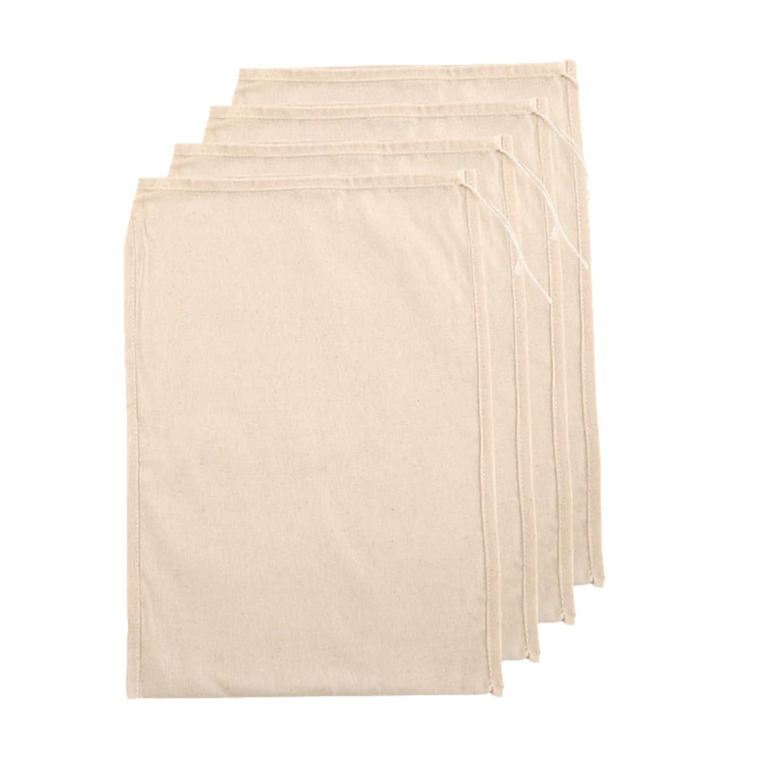 COAFTUG 4pcs Cotton Muslin Straining Bag Fine Mesh Bag 120 Micron Filter Bags 30*45cm Reusable Brew Bag with Drawstring Juice Press Strainer Bag for Nut Milk Wine Homebrew Beer Cheesecloth Jelly Jam